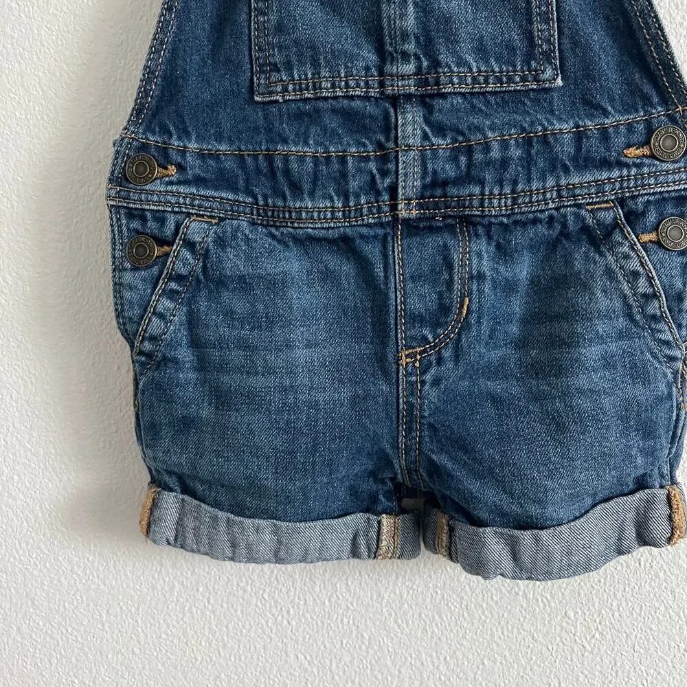 Baby Gap Blue Denim Cuffed Hem Jumpsuit Overalls 18-24 Mo Retro Americana Relax